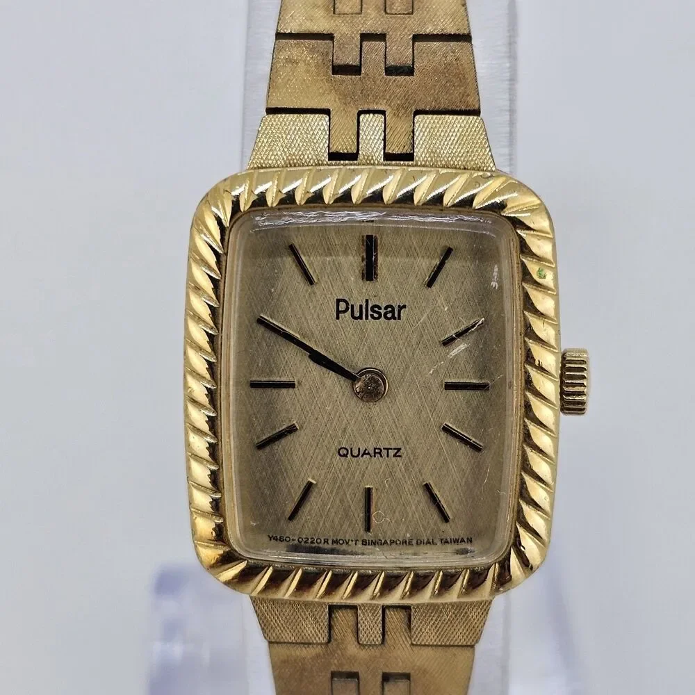 VTG Pulsar Watch Women 19MM Gold‎ Tone Dial Gold Bracelet 6.5